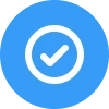 White checkmark in blue circle icon